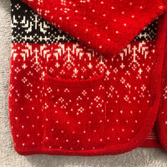 Tally-Ho Sweater Womens M Fair Isle Red Black Nordic Cardigan Sweater Christmas - Picture 6 of 8